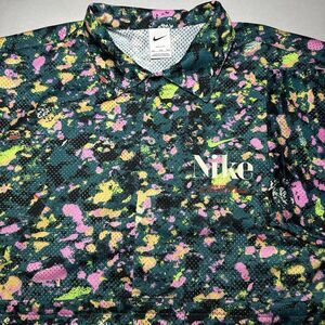 Nike Shirt Mens Green Trek Division Mesh Floral Resort Button Up Dri Fit SZ XXL